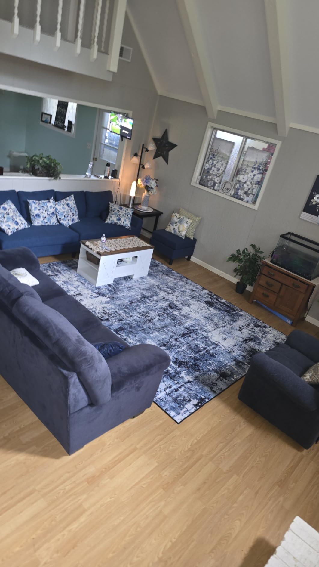 Rugflix 8x10 Area Rugs for Living Room, Washable Large Rug Stain-Resistant Low Pile, Modern Dark Carpet for Dining Room Home Office Kid Room Nursery Bedroom, Navy Blue/Black customer photo 1
