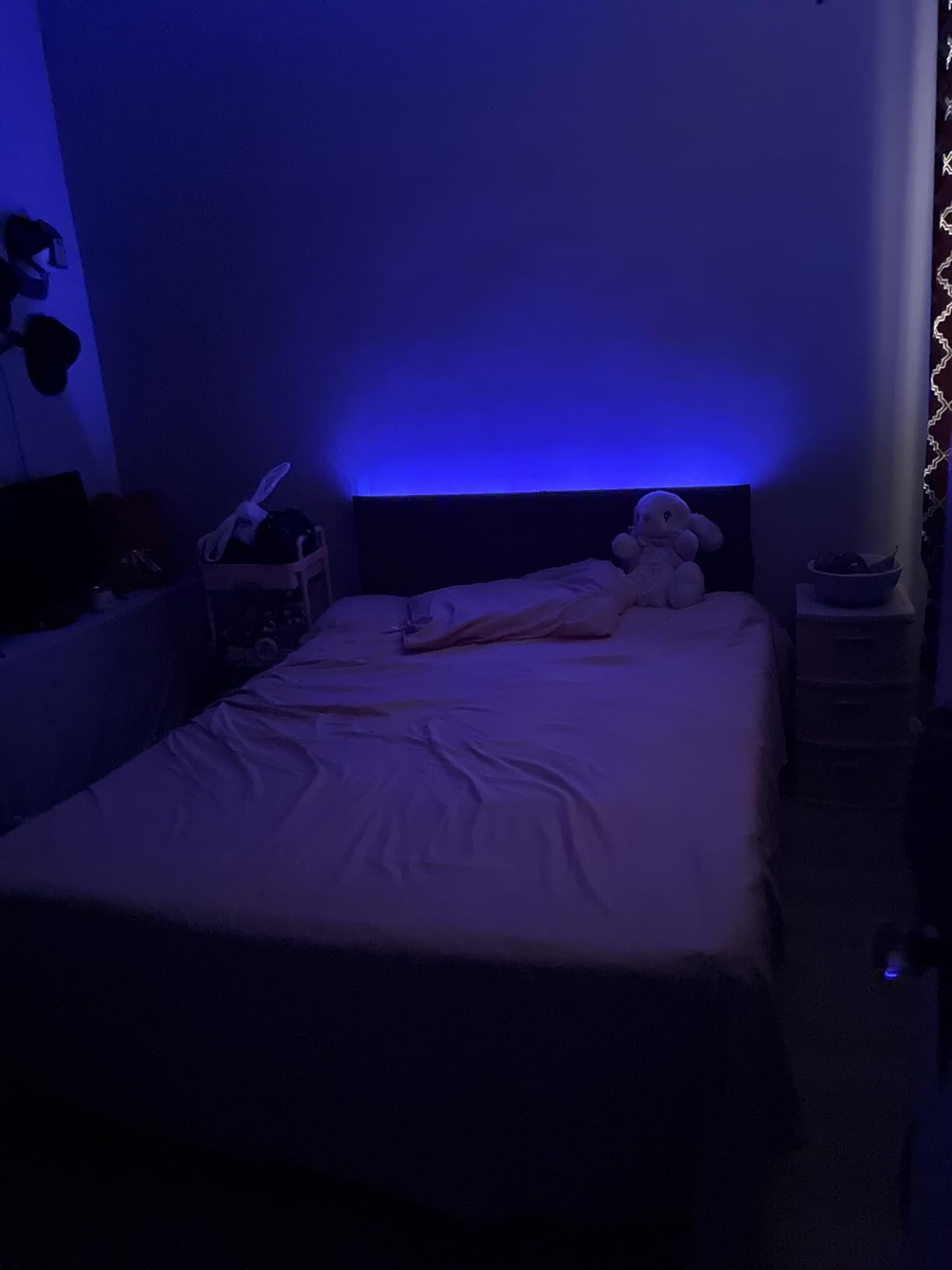 Furnulem Full Size Bed Frame with Headboard, Upholstered Full Bed Frame with LED Light, USB Charging Station, Platform Bedframe with 2 Fabric Underbed Storage Drawers, No Spring Box Needed customer photo 1
