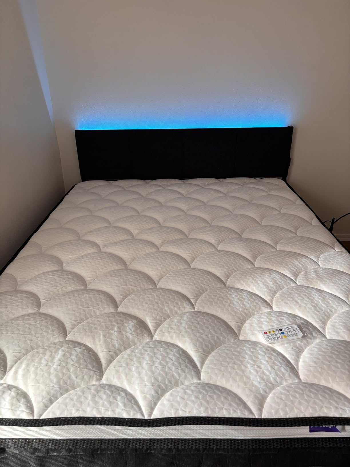 Furnulem Full Size Bed Frame with Headboard, Upholstered Full Bed Frame with LED Light, USB Charging Station, Platform Bedframe with 2 Fabric Underbed Storage Drawers, No Spring Box Needed customer photo 2