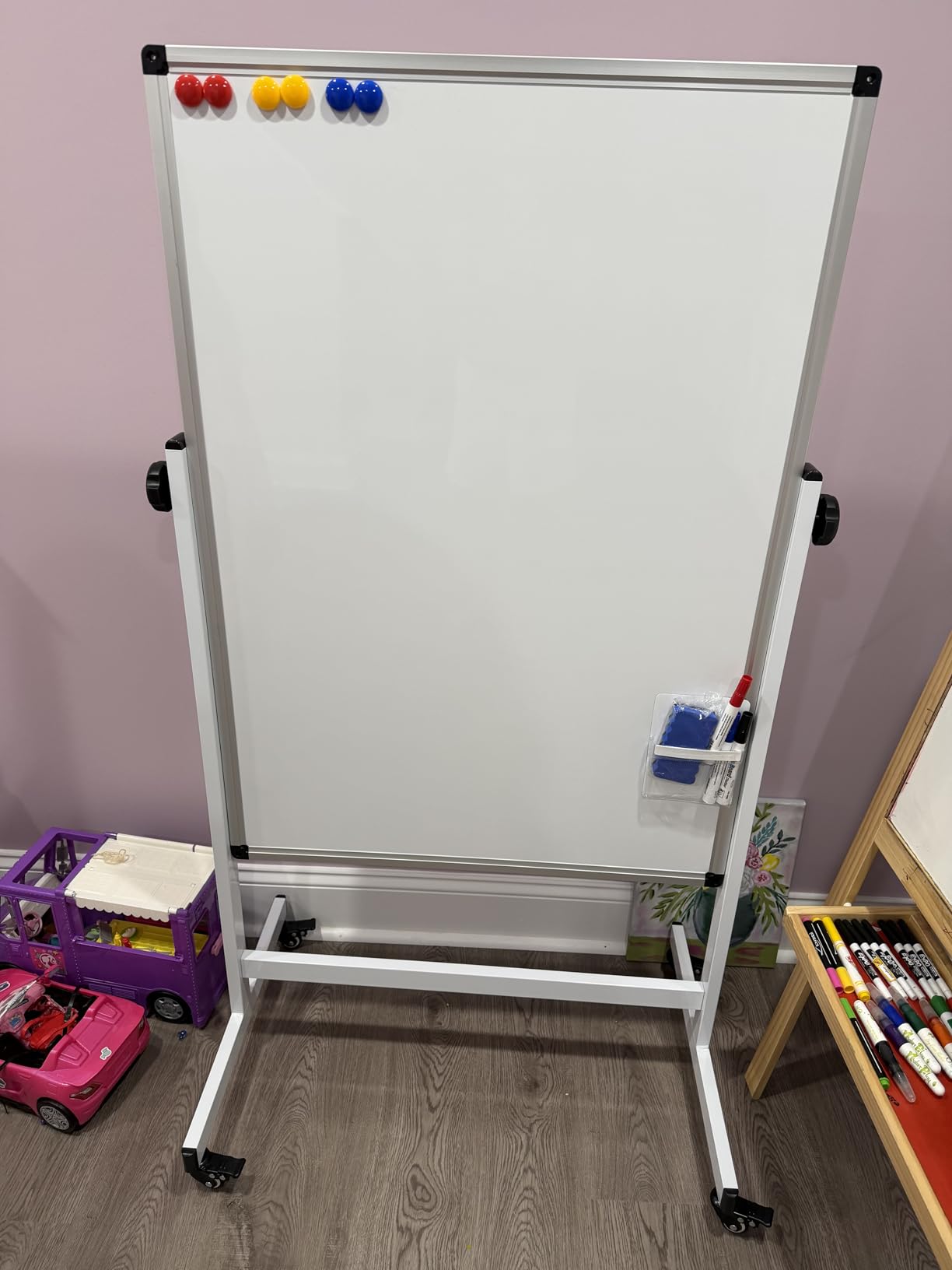40x28 Mobile Whiteboard on Wheels, Double Sided Dry Erase Board with Stand | 40-75in Height Range, Magnetic, 360° Rotation, Steel Locking Casters customer photo 2