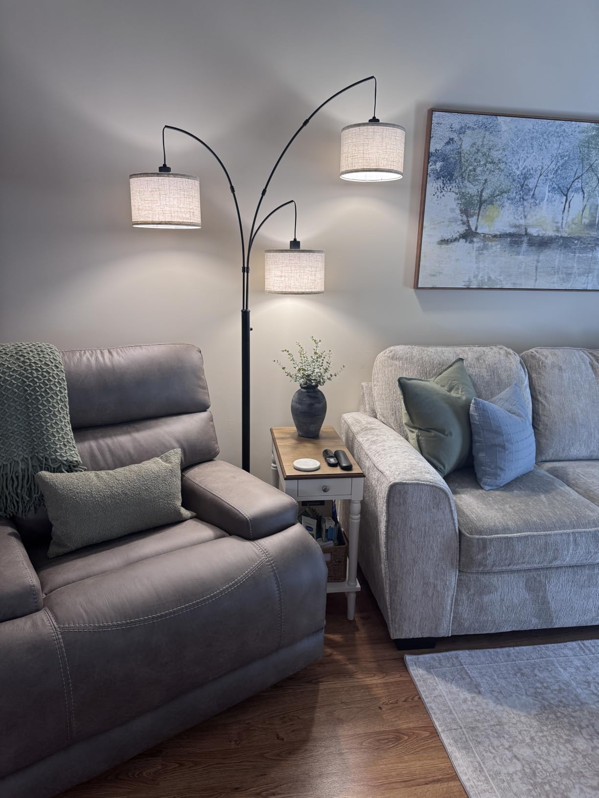 3 Light Arc Floor Lamps for Living Room, 2400LM Super Bright Floor Lamp with Remote Control, 80