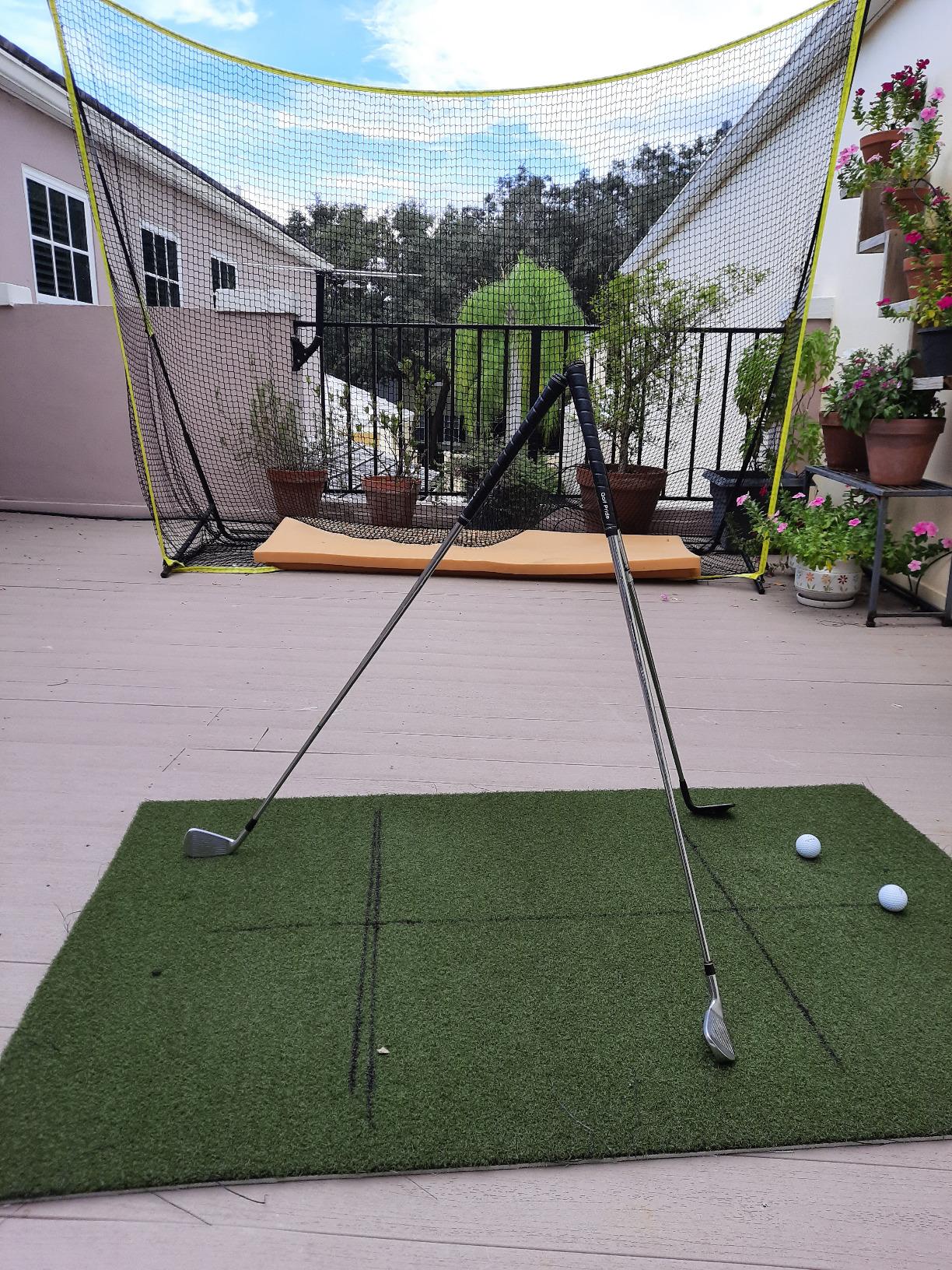 PodiuMax Golf Net, 10x7ft Golf Practice Net with Noise Reduce Silk Target Driving Real Balls, Hitting Nets for Backyard Garage customer photo 2
