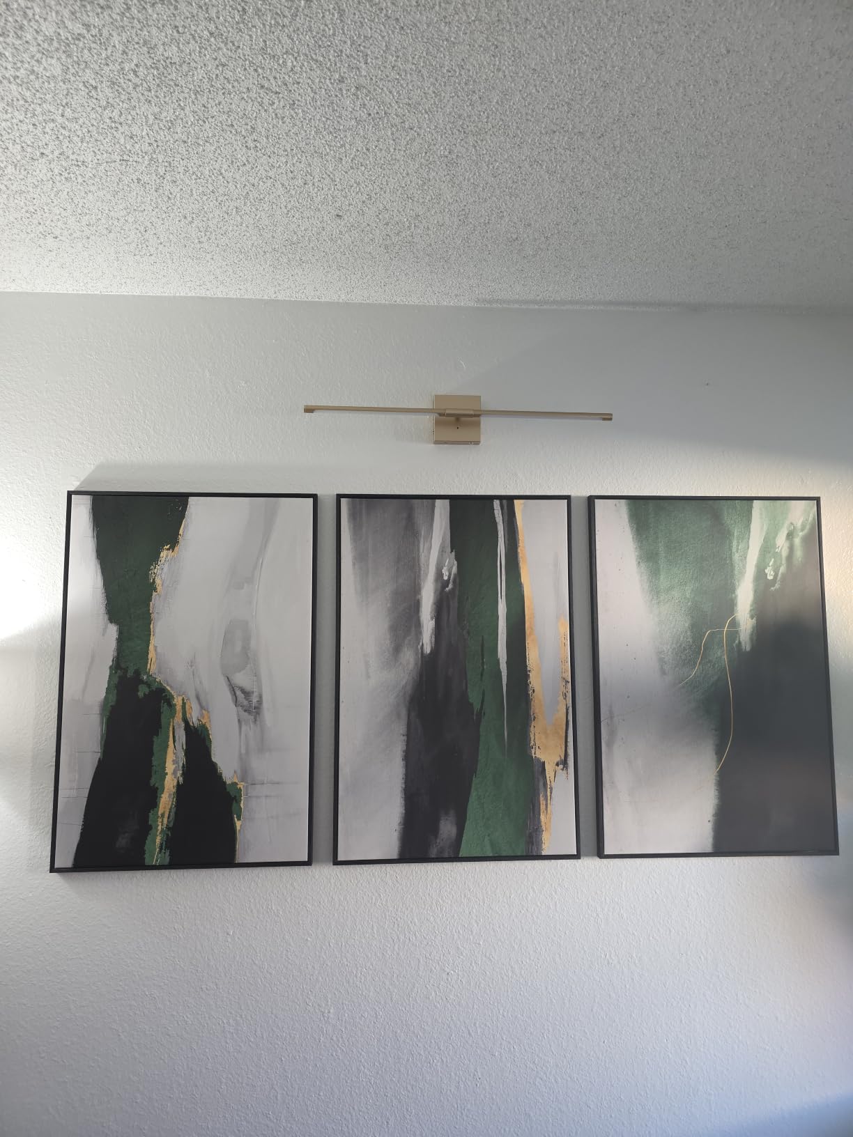 Large Framed Abstract Nature Landscape Wall Art for Living Room, 24x36 In | Green Lake pictures, set of 3 paintings, Canvas prints, Wood frame, Modern artwork, Wall decor for bedroom dining room office customer photo 2
