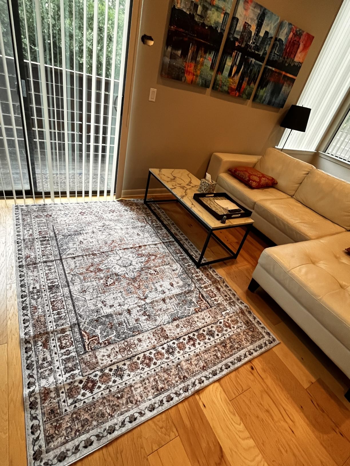RUGIXE Washable 8x10 Area Rug, Vintage Persian-Style Floral Living Room Rug | Distressed Oriental Design, Non-Slip Backing, Soft Low-Pile Feel, Bedroom & Office Rug, Traditional & Transitional Home Decor customer photo 1