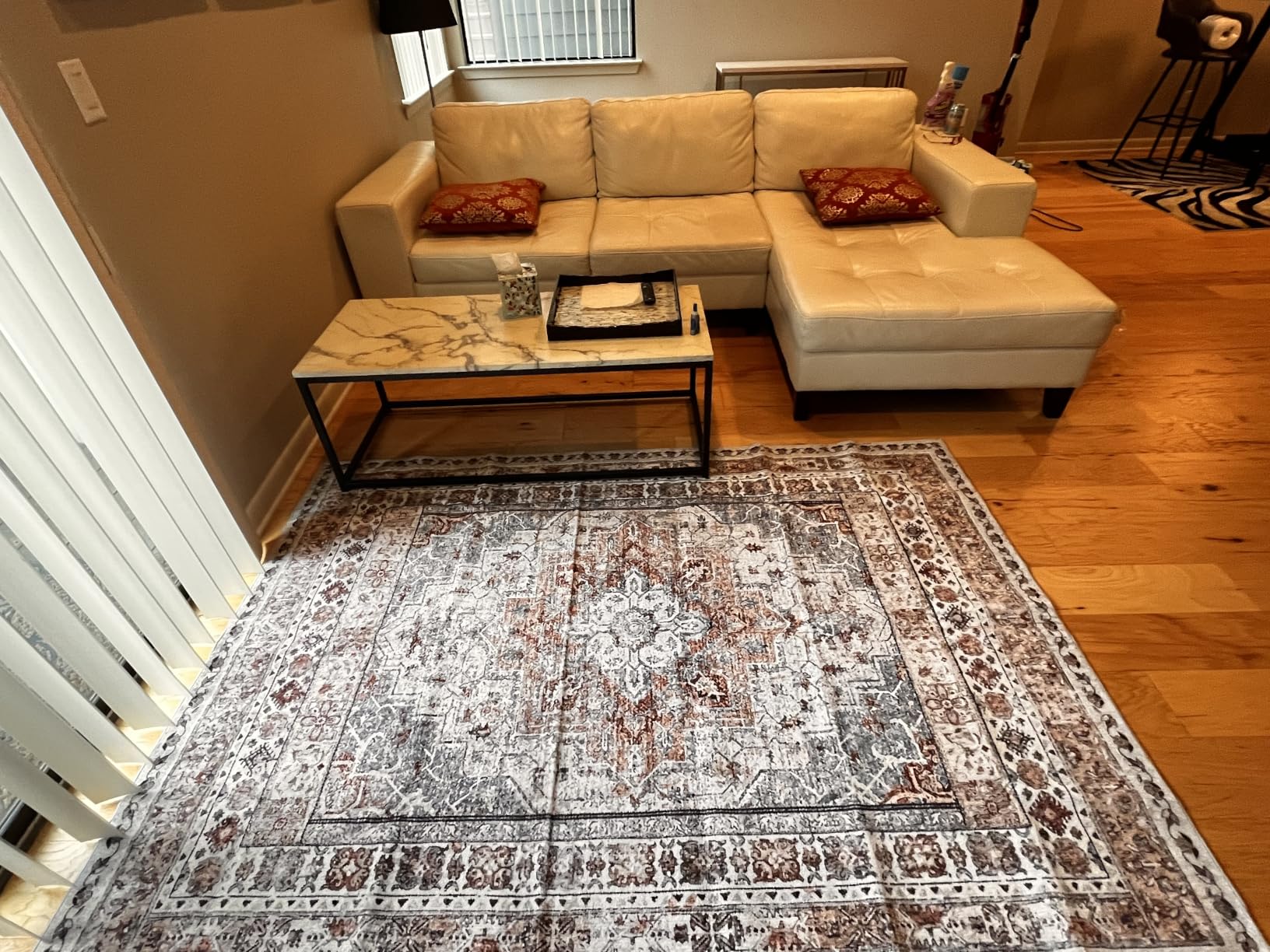 RUGIXE Washable 8x10 Area Rug, Vintage Persian-Style Floral Living Room Rug | Distressed Oriental Design, Non-Slip Backing, Soft Low-Pile Feel, Bedroom & Office Rug, Traditional & Transitional Home Decor customer photo 2