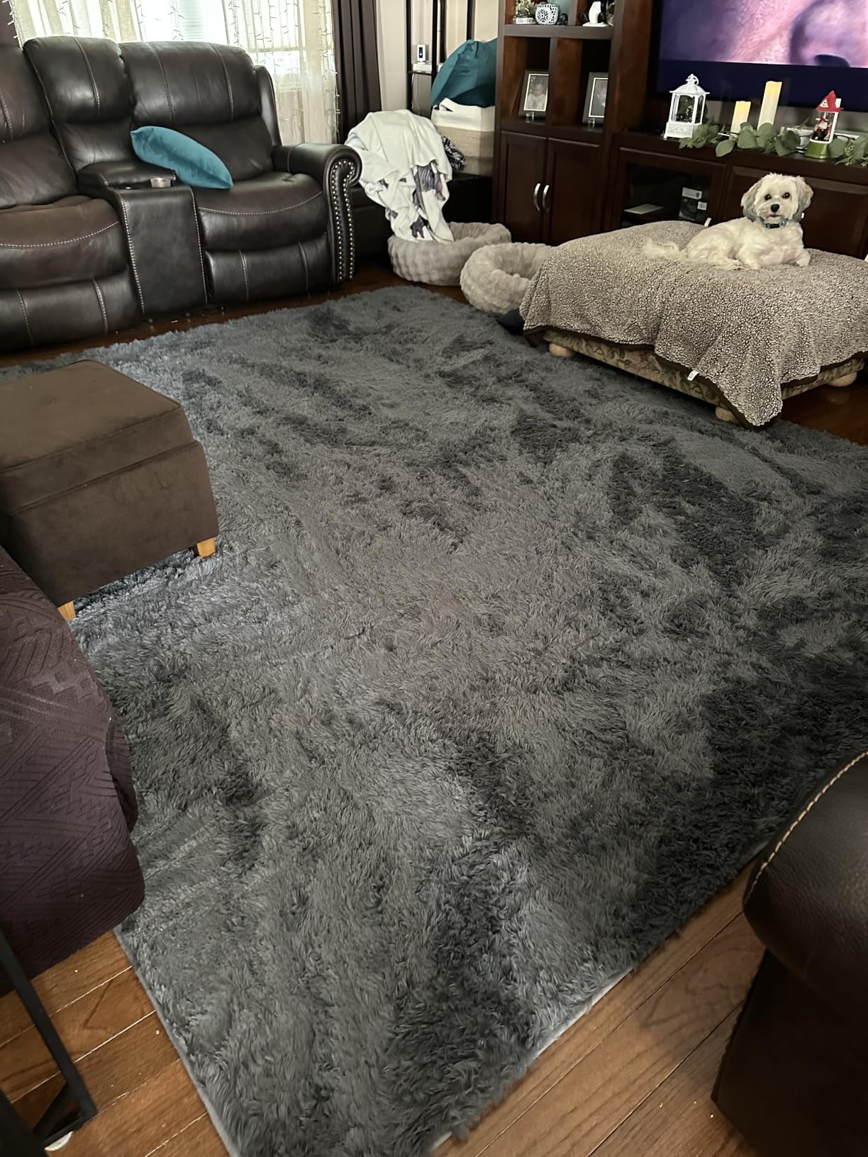 8x10 Fluffy Shag Area Rugs for Living Room Bedroom: Soft Plush Carpet Grey | Upgraded Non-Slip Thick Memory Foam, Ultra Soft, Non-Shedding Fuzzy Carpet, Easy Clean Decor for Kids Room, Nursery, Playroom customer photo 2