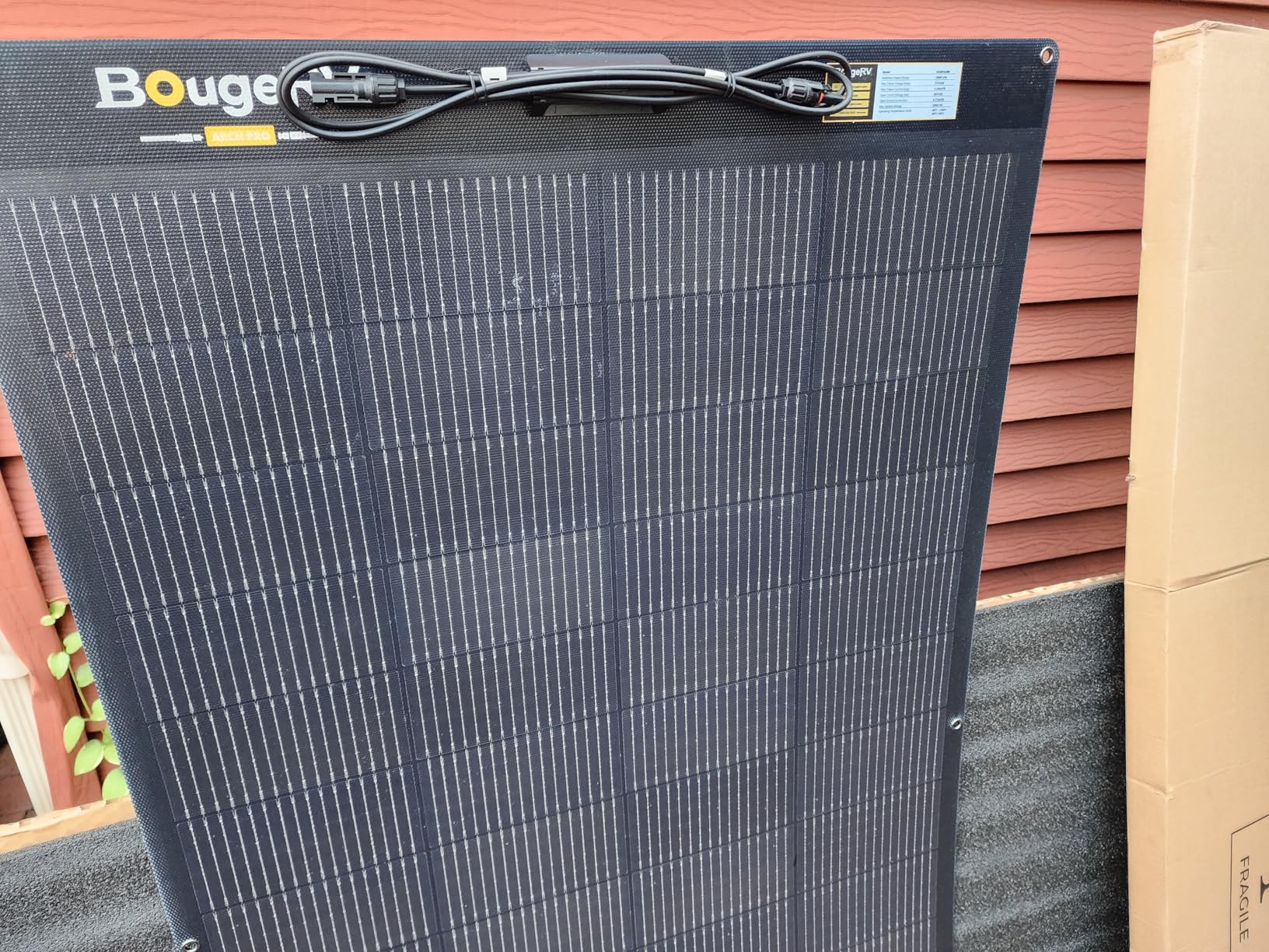 BougeRV Arch Pro 200W Anti-Shading N-Type Fiberglass Flexible Solar Panel | 16BB Mono Cell 25% High-Efficiency, Portable 24 Volts Compact 200 Watts for RV Camping Home Boat Marine Curve Surface Black customer photo 1