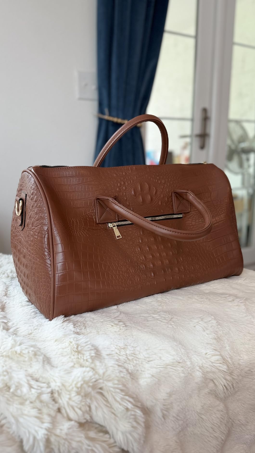 Apollo 2 Vegan Leather Duffle Bag, TSA-Approved Carry-On for Men & Women, Gold Hardware Weekender for Travel, Gym, or Overnight Use customer photo 1