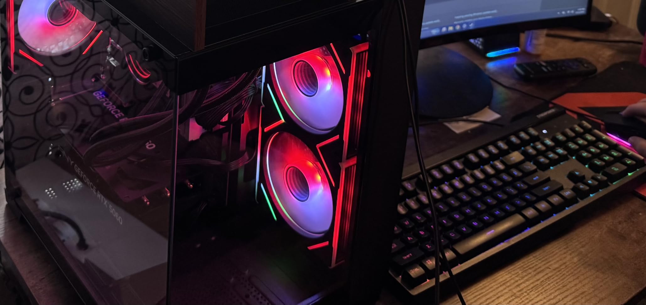 YAWYORE Gaming PC, AMD Ryzen 7 5700X, GeForce RTX 5060 Desktop Computer | 32GB DDR4 RAM, 1TB M.2 NVMe SSD, ARGB Fans, WiFi+BT customer photo 1