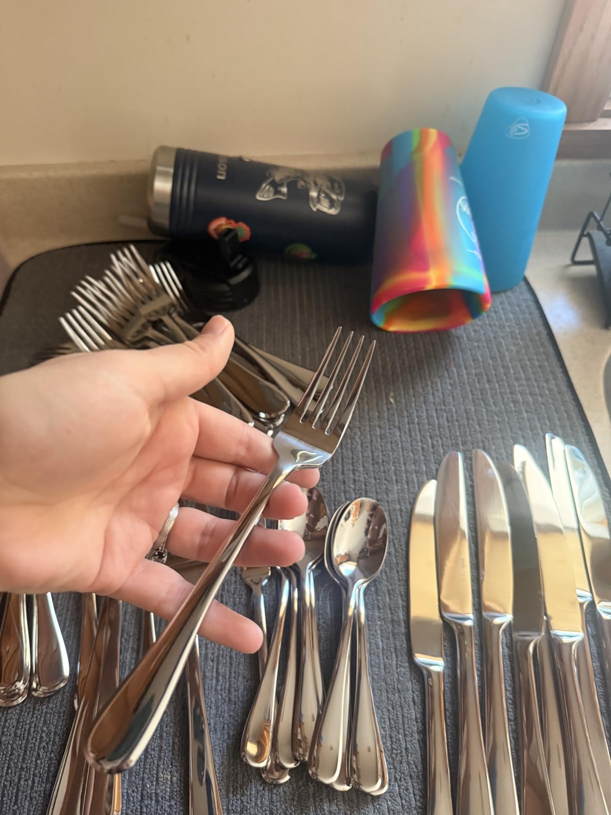 Silverware Set for 12, 65 Piece Stainless Steel Flatware with Serving Utensil customer photo 2