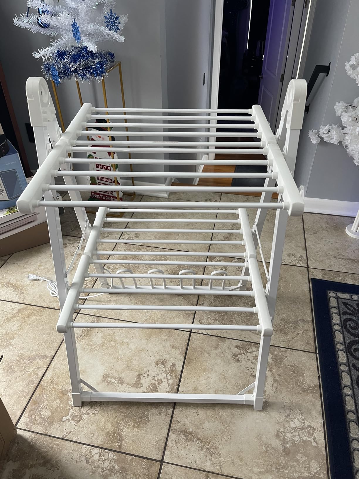 Electric Heating Clothes Drying Rack, Foldable Clothes Drying Rack, Suitable for Drying Clothes, Shoes and Socks, Plug & Play, Space Gray, Aluminum Alloy, One-Click Switch (39.37x52.56x25.98in) customer photo 2