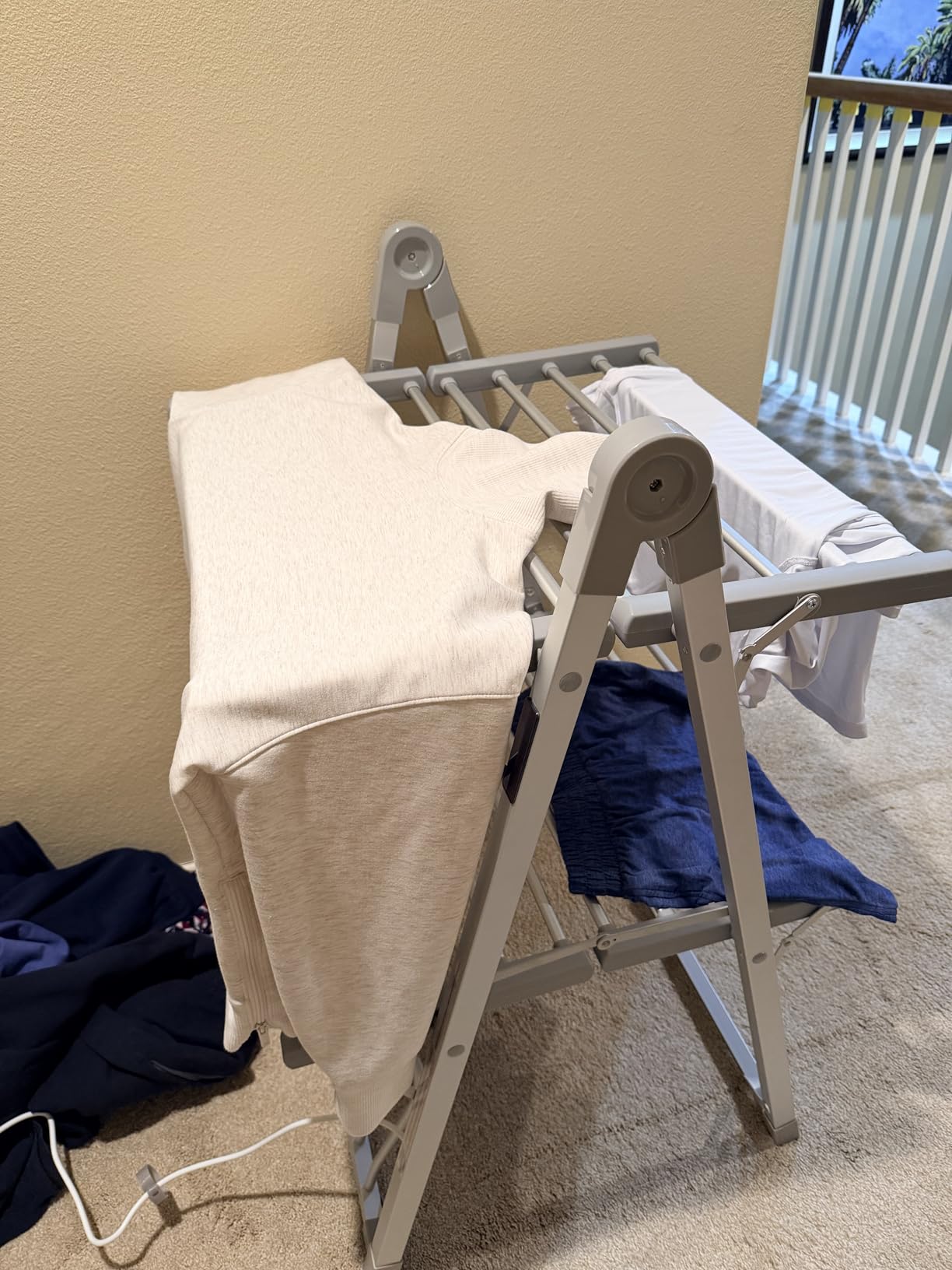 Electric Heated Clothes Drying Rack, Foldable Heated Garment Dryer with Timer Shut-Off Laundry Rack for Clothes Shoes Socks, Aluminum Alloy, Silvery Gray, Plug & Play (39.37x25.98x23.82in) customer photo 2
