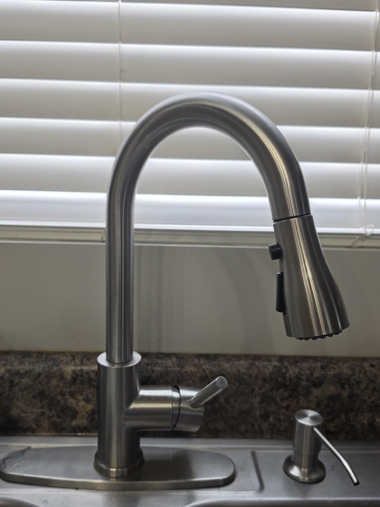 WEWE Touchless Kitchen Faucet with Soap Dispenser Set, Brushed Nickel | 3-Mode Sprayer, 360° Swivel, Pull-Down Hose, SUS 304, 1- or 3-Hole Fit customer photo 2
