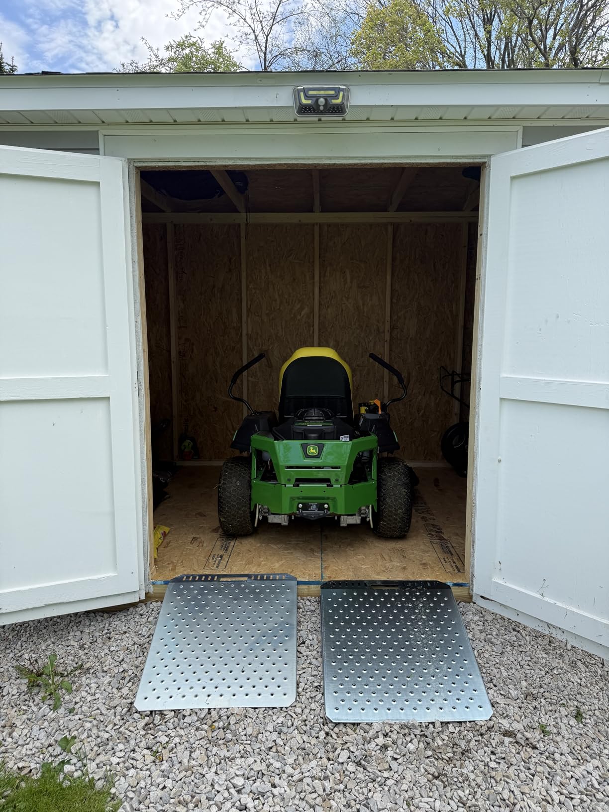 29 x 48 Inch Heavy-Duty Shed Loading Ramp Kit, 2 Pack | Shed Garage Shipping Container Ramps w/ Anti-Slip Punch Plate for Riding Mowers Lawn Tractors Snow Blowers Garden Carts customer photo 1