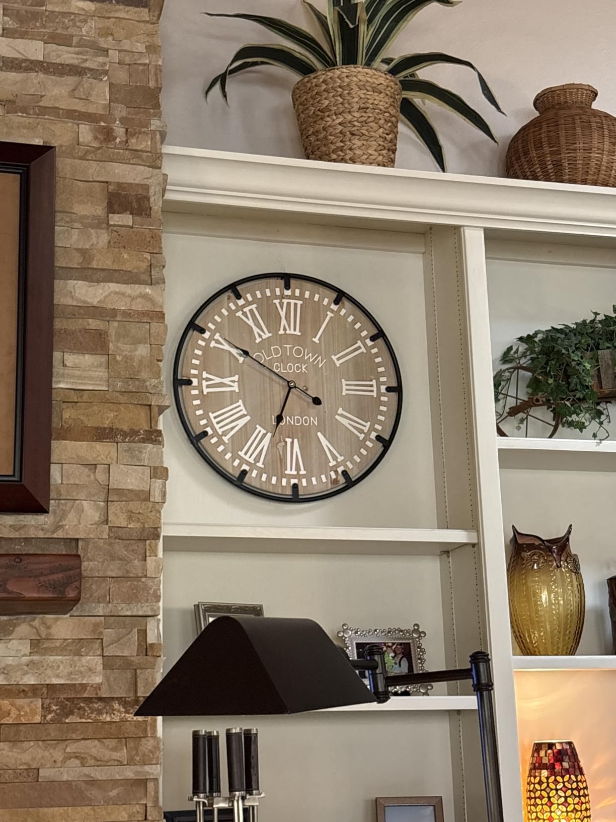 Farmhouse 30 Inch Wood Roman Large Wall Clock with Metal Circle | Oversized Wood Decorative Wall Clock with Large Roman Numeral for Living Room/Bedrooms/Offices, Silent and Battery Operated customer photo 1