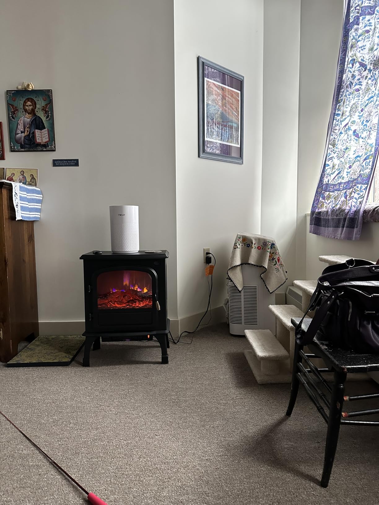 Sweetcrispy Freestanding Electric Fireplace Heater, 26