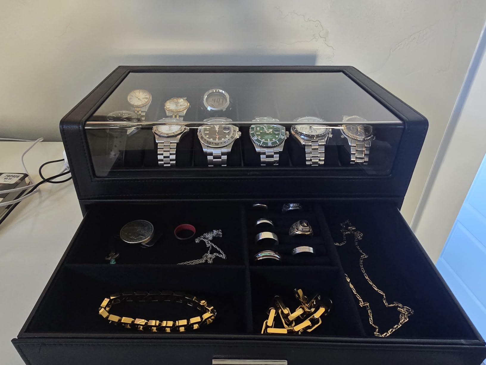 ProCase Watch Box for Men, 12 Slots Watch Display Holder - Black | Clear Acrylic Top, Large Capacity PU Leather Case with Drawer Organizer, Jewelry Storage, Ideal Gift for Men Women customer photo 1