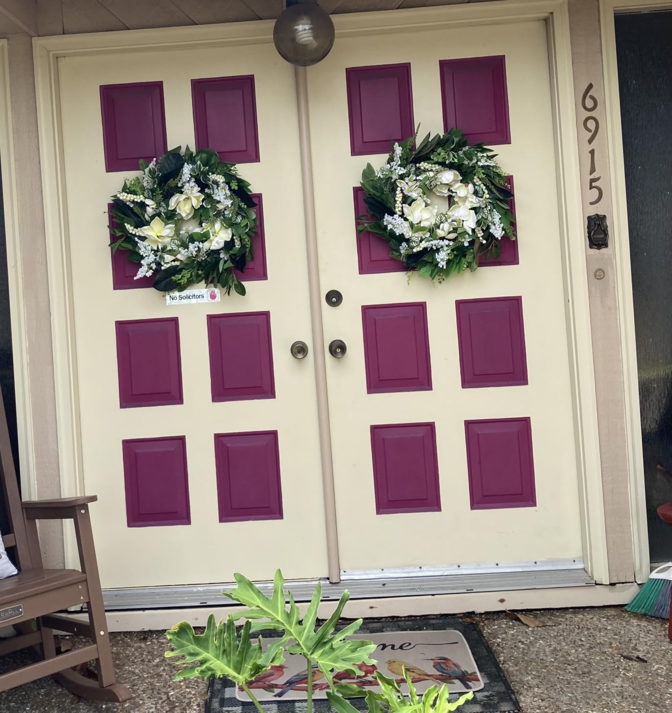 24 Inch Spring and Summer Magnolia Wreath for Front Door - Artificial White Magnolia with Berries and Greenery customer photo 1