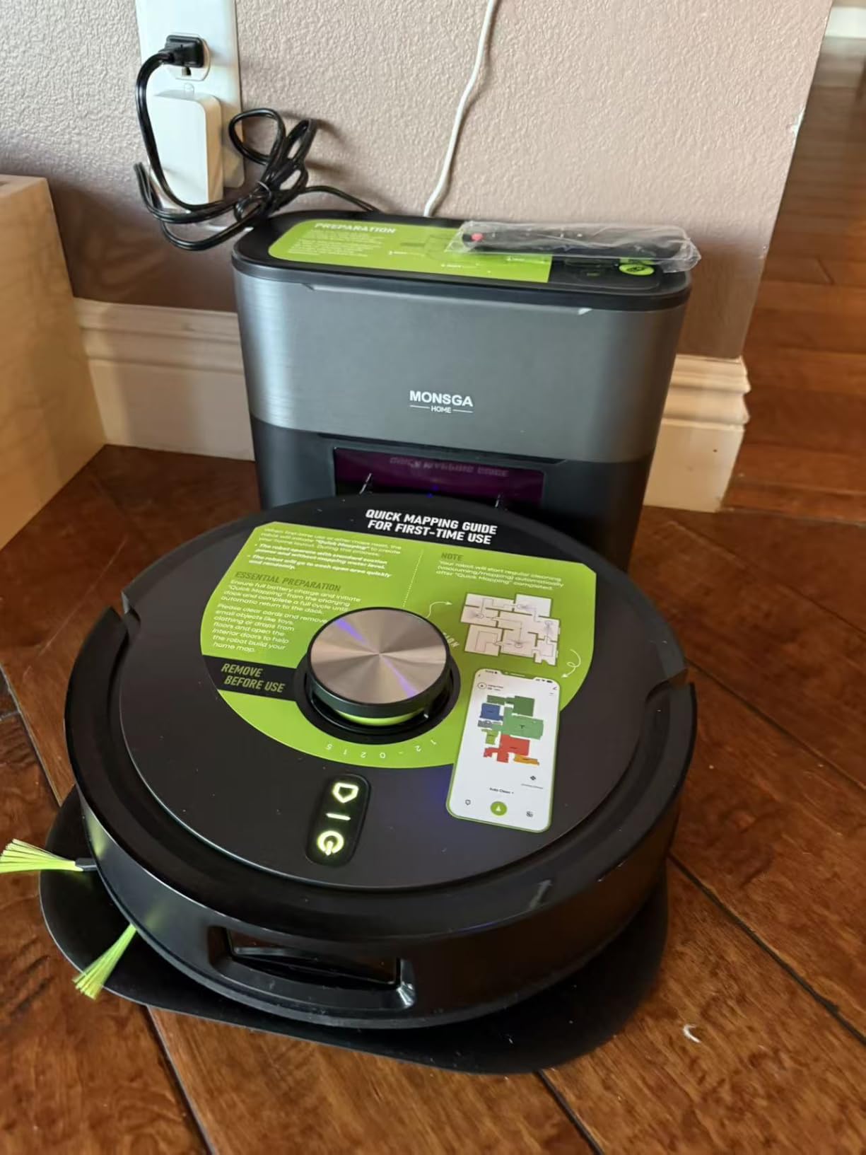 MONSGA Robot Vacuum and Mop Combo, 90 Days Self-Emptying with 8000Pa Suction, LiDAR Smart Mapping, Dual Anti-Tangle for Pet Hair, Carpet and Hard Floor customer photo 1