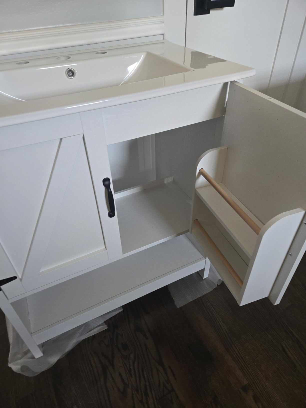 24 Inch Bathroom Vanity with Sink, Small Modern Bathroom Cabinet with LED Light, Bathroom Vanity Set, Double Soft Closing Cabinet Door with Organizer, Black customer photo 2