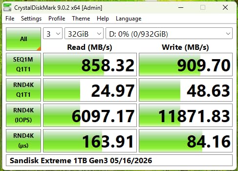 SANDISK 1TB Extreme Portable SSD (New Model) - up to 2000MB/s Transfer speeds, USB Type-C connectivity, Reliable Durability - Black - SDSSDE70-1T00-G25 customer photo 2