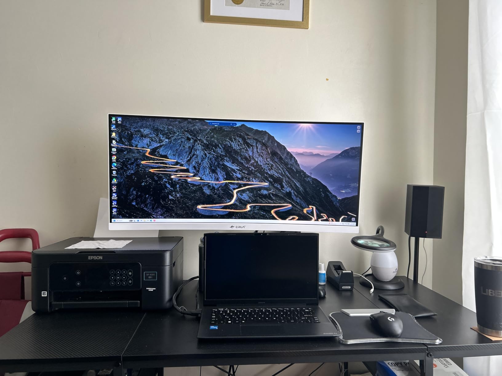 CRUA 34 Inch Ultrawide Curved Monitor, 21:9 UWQHD 3440x1440 100Hz 3800R IPS White Computer Monitors, FreeSync, Built-in Speakers, 120% sRGB, Blue Light Filter, HDMI 2.0 & DP 1.4, Wall Mountable customer photo 1