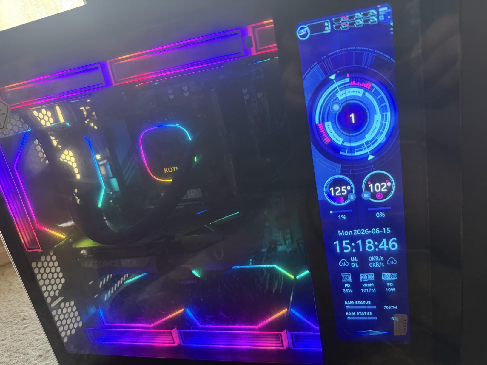 KOTIN Prebuilt Gaming PC, Ryzen 7 9700X, 32GB DDR5, RTX 5060 8GB, 1TB SSD | 360mm Liquid Cooled Gaming Desktop, 11.3in Smart Display, 650W 80+ Gold PSU, WiFi 7, Assembled in USA, Windows 11 ARGB Tower customer photo 2
