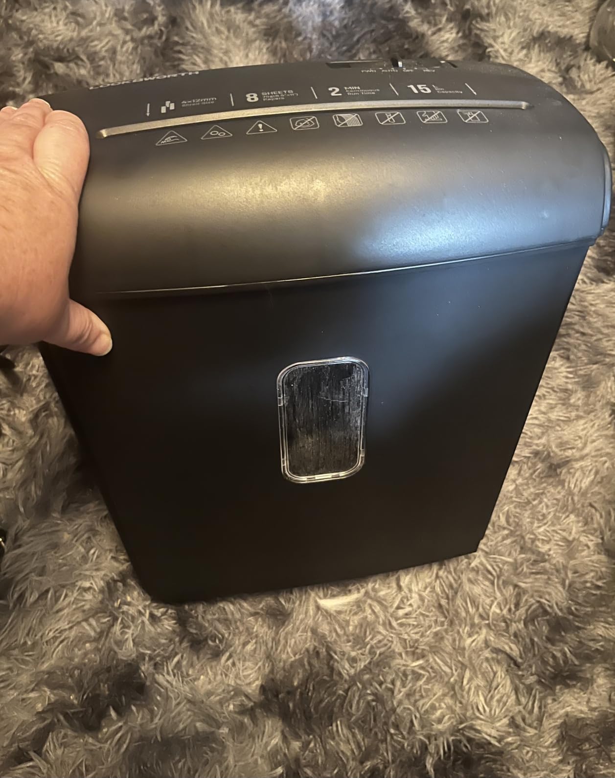 Locksworth 8-Sheet Micro Cut Shredder for Home Office, 4 Gallons Bin P-4 High Security Shredders for Papers/Credit Cards/Staples/Clips, Small Commercial Paper Shredder with Transparent Window customer photo 1