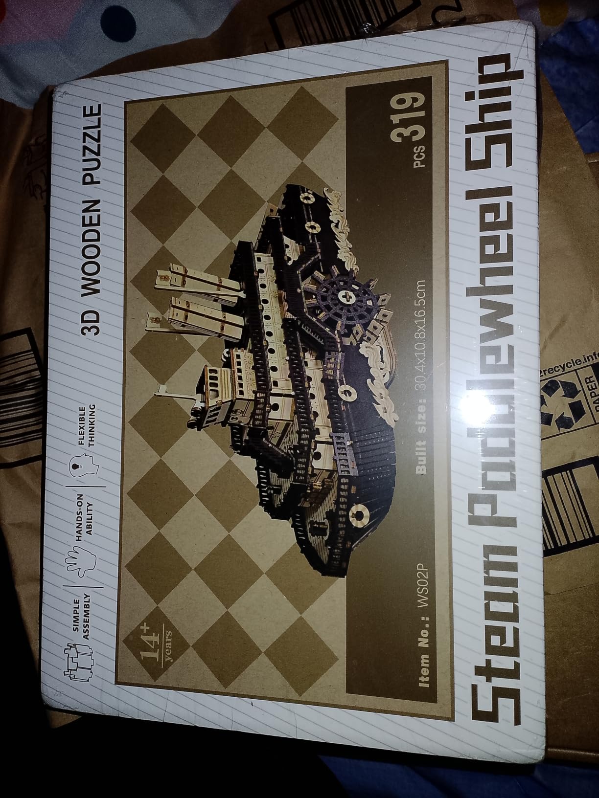 3D Wooden Puzzles for Adults, Paddle Steamer Ship Model Kit, Desk Décor, Gift | Wooden Ship Model, Paddle Steamer, Steam Boat, No Glue Required, Rotating Wheel, Desk Decor, Home Decor, Gift for Men, 319 PCS customer photo 1