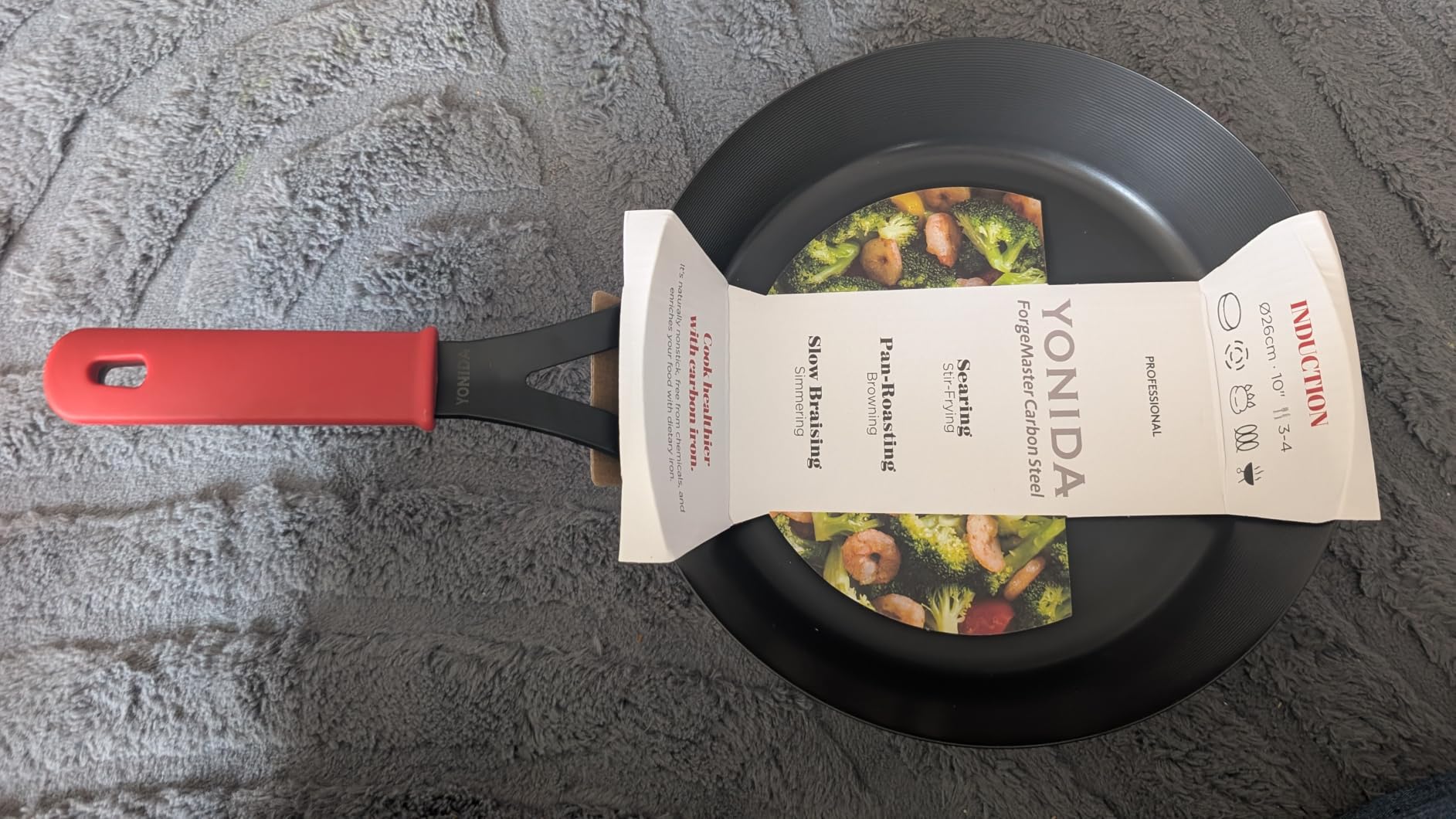 Carbon Steel Pan, 10 Inch Nonstick Frying Pan Skillet | Pre-Seasoned Carbon Steel Cookware with Removable Silicone Handle Holder customer photo 1