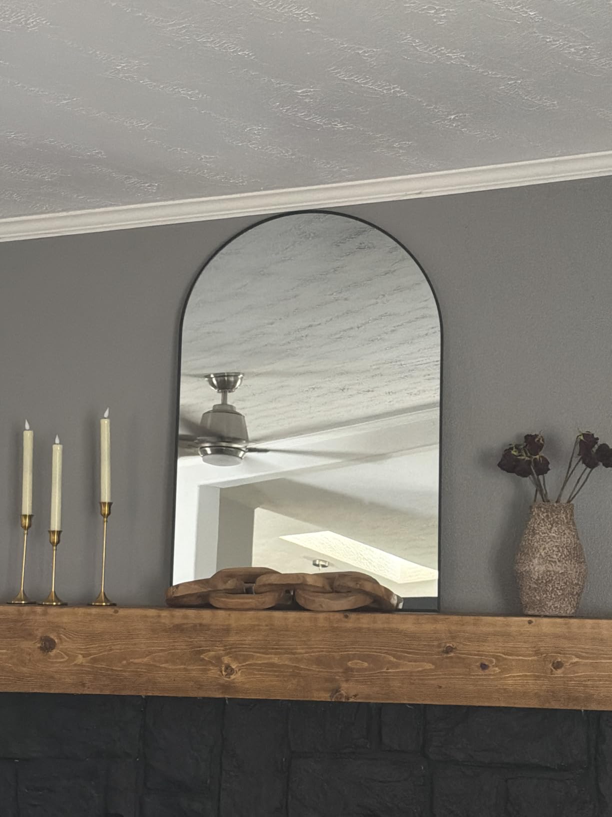 Arched Wall Mirror 40x30 Inch Black Bathroom Vanity Mirror with Metal Frame | Modern Arch Mirror for Bedroom, Living Room, Entryway, Wall Mounted Decorative Mirror customer photo 2