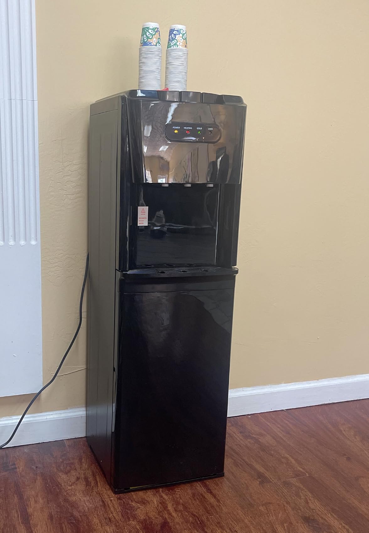 Tehanld Bottom Loading Water Cooler Dispenser for 3 or 5 Gallon Bottles - Water Dispenser with Hot, Room & Cold Spouts, LED Display with Empty Bottle Alert, Child Safety Lock, Mat Black customer photo 1