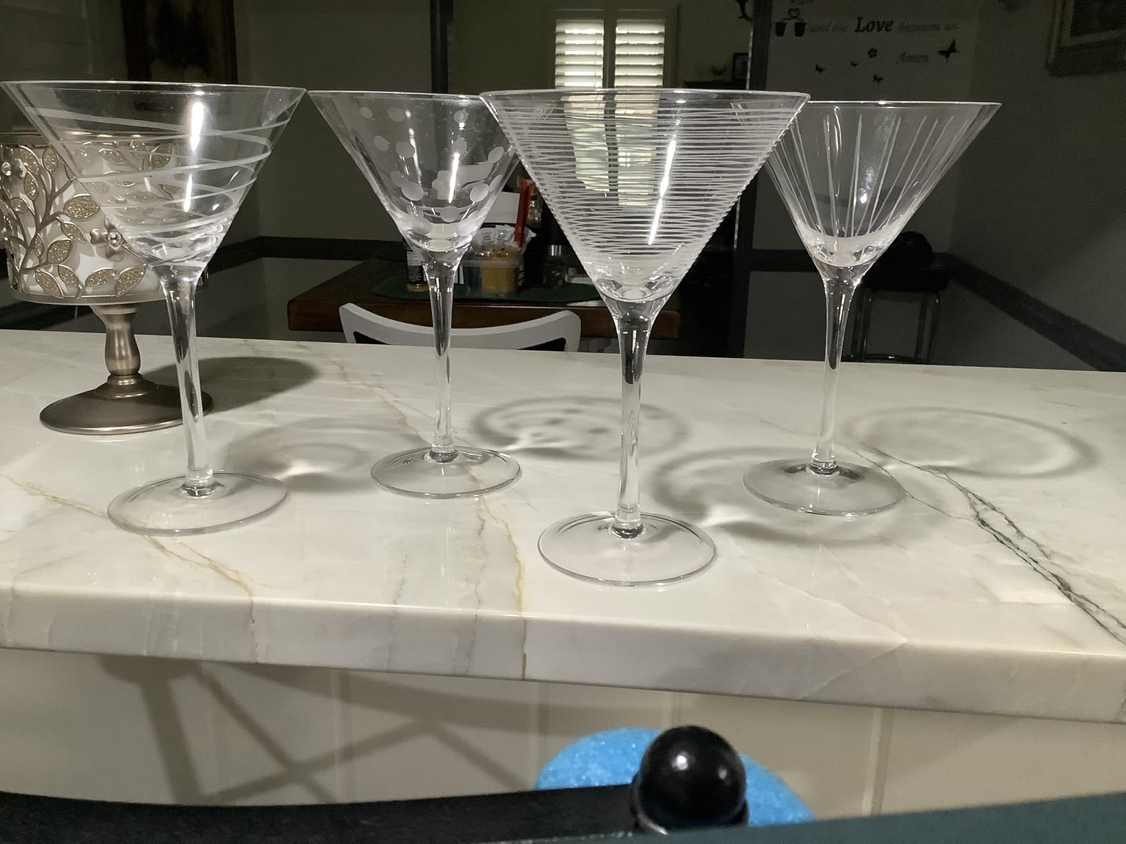 Mikasa Cheers 10-Ounce Martini Glasses, Fun Etched Designs, Durable Clear Glass Cocktail Glassware, Set of 4, Perfect for Entertaining and Gifting customer photo 1