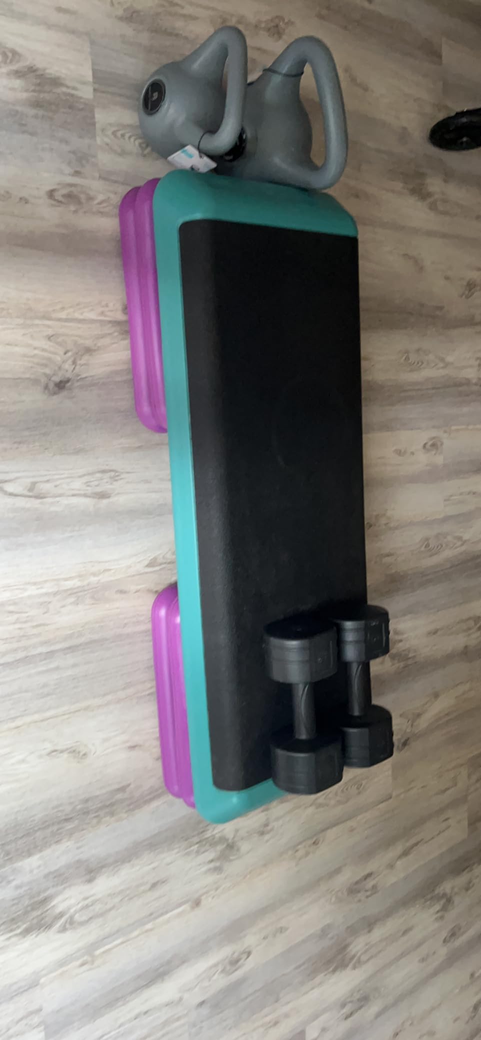 The Step (Made in USA) Original Aerobic Platform - Health Club Size - With Four Original Risers (Teal Platform with Black Risers) customer photo 1