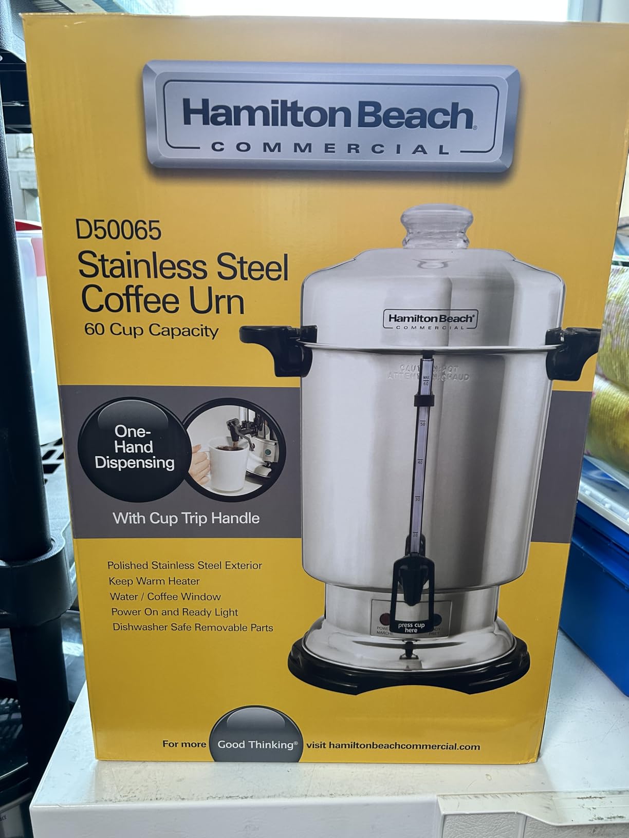 Hamilton Beach Commercial Coffee Urn & Hot Beverage Dispenser, 60 Cup Capacity, Polished Stainless Steel (D50065) customer photo 1