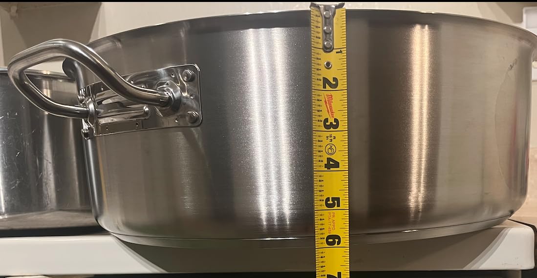 Winco 20 qt Stainless Steel Brazier Pan with Lid | Flat bottom, Wide base, Riveted handles, Induction safe, Great for Braising, Simmering, Batch Cooking and Restaurant Kitchens customer photo 2