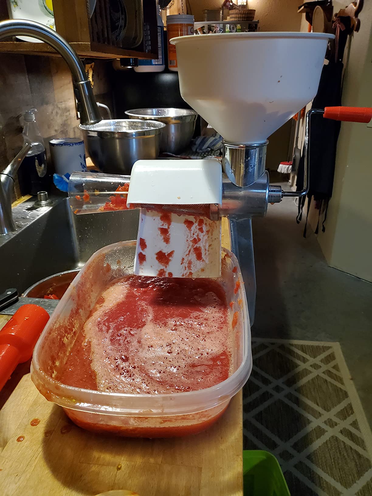 Johnny Apple Sauce Maker, Tomato Sauce Maker, Remove Skins & Seeds From Produce, Model 250 Clamp Based Food Strainer (Basic Strainer) customer photo 1