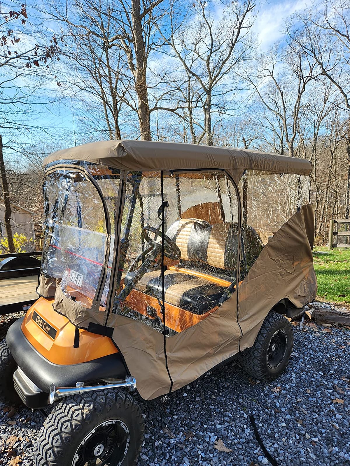 Formosa Covers 4 Passenger Golf Cart Enclosure Rain Cover YKK Door Zipper 4 Seater Golf Car - Extended Roof up to 80