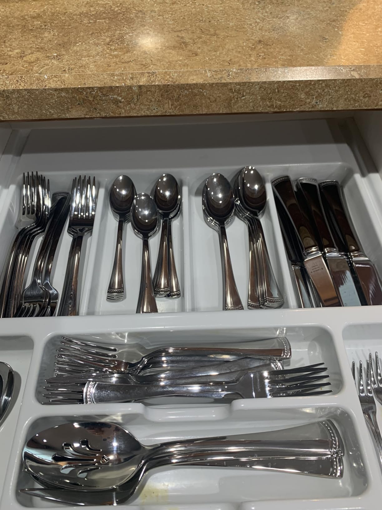 Lenox Silverware Set For 12, Portola 65-Piece Flatware Set with Serving Utensils, Service For 12, 18/10 Stainless Steel Flatware, Dishwasher Safe, Knives Spoons and Forks (Silver, 65 pieces) customer photo 2