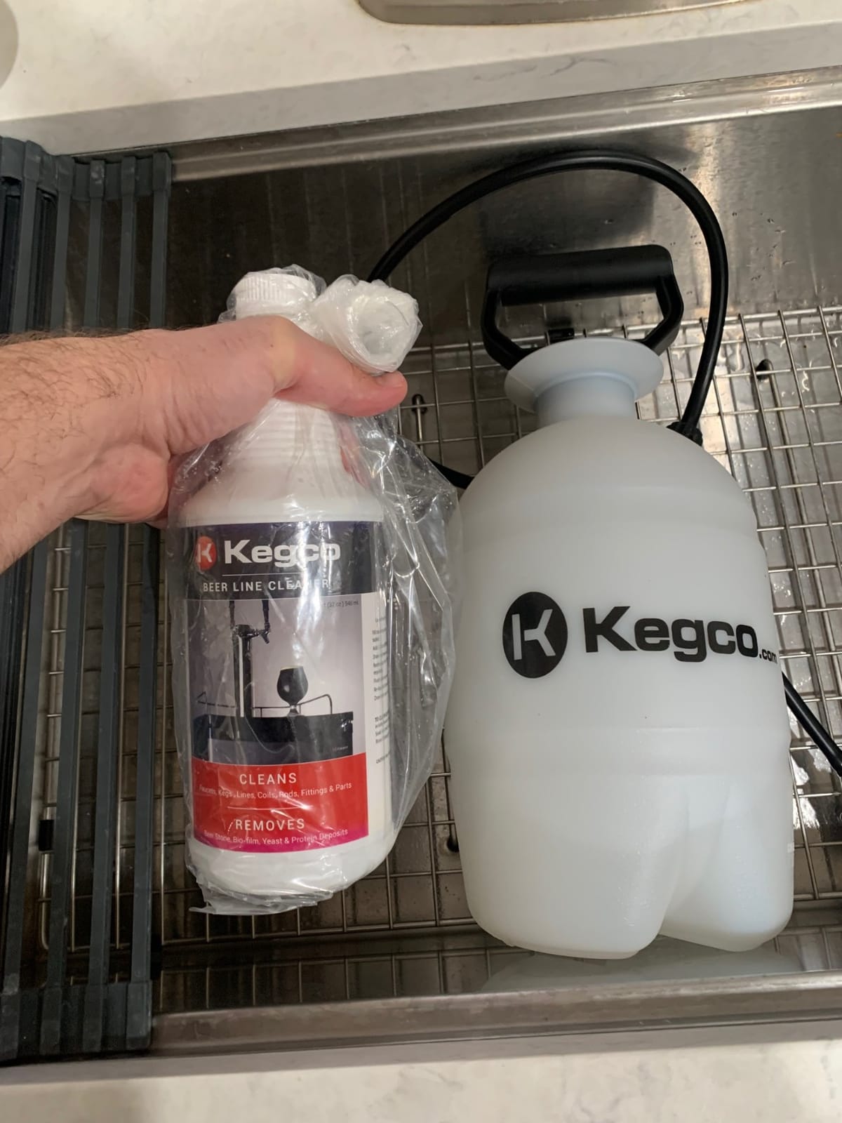 Kegco Deluxe Hand Pump Pressurized Keg Beer Cleaning Kit with 32 Ounce National Chemicals Beer Line Cleaner customer photo 2