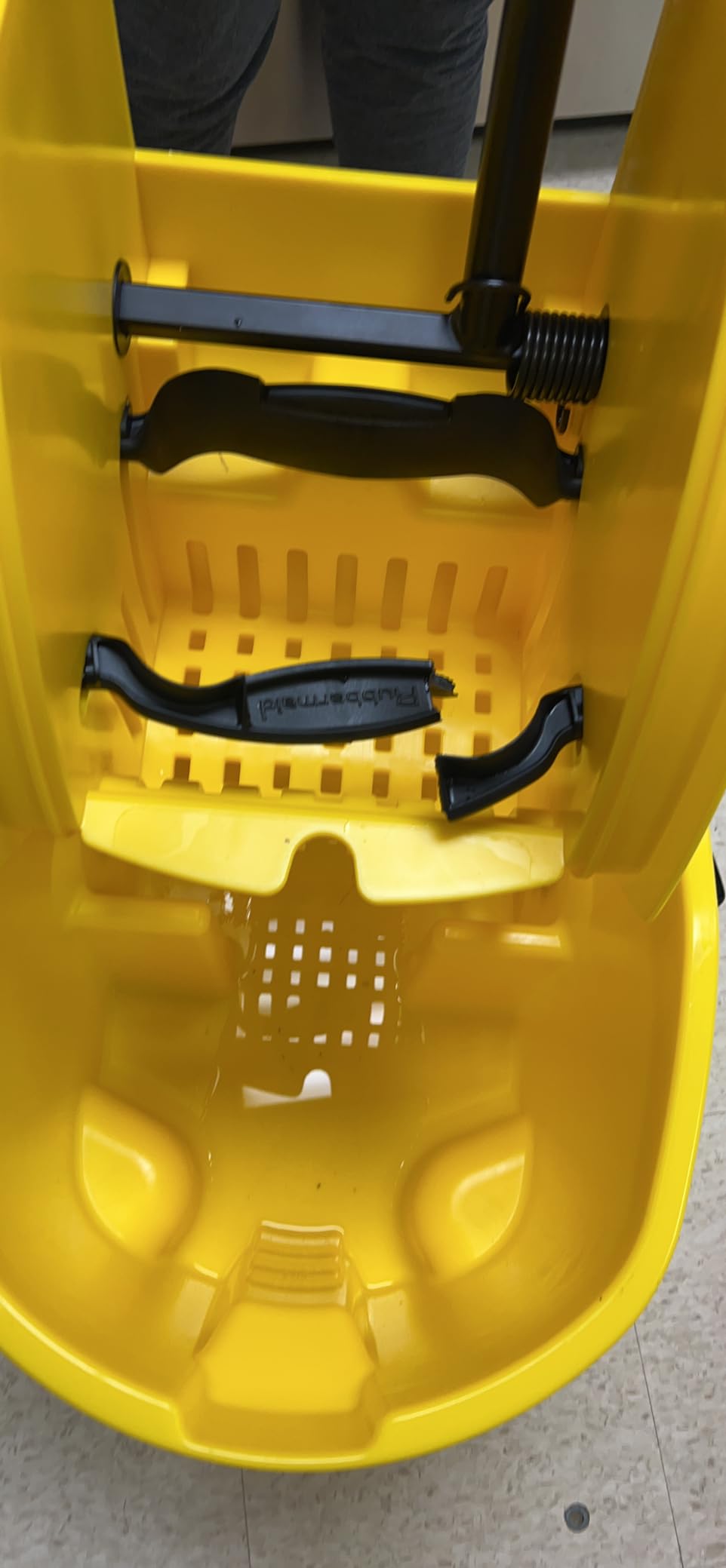 Rubbermaid Commercial Products WaveBrake 35 QT Down-Press Mop Bucket and Wringer Combo on Wheels, Yellow, for Professional/Industrial Heavy-Duty Floor Cleaning customer photo 2