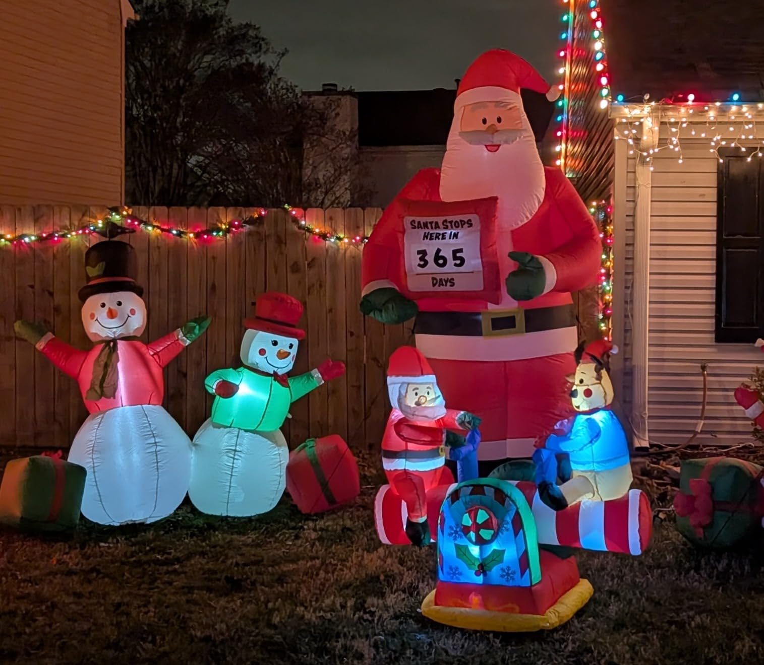 4 Foot Animated Christmas Inflatable Santa Claus and Reindeer on Teeter Totter Outdoor Yard Decoration | Moving Seesaw, Bright LED Lights, Self-Inflating Blower customer photo 1