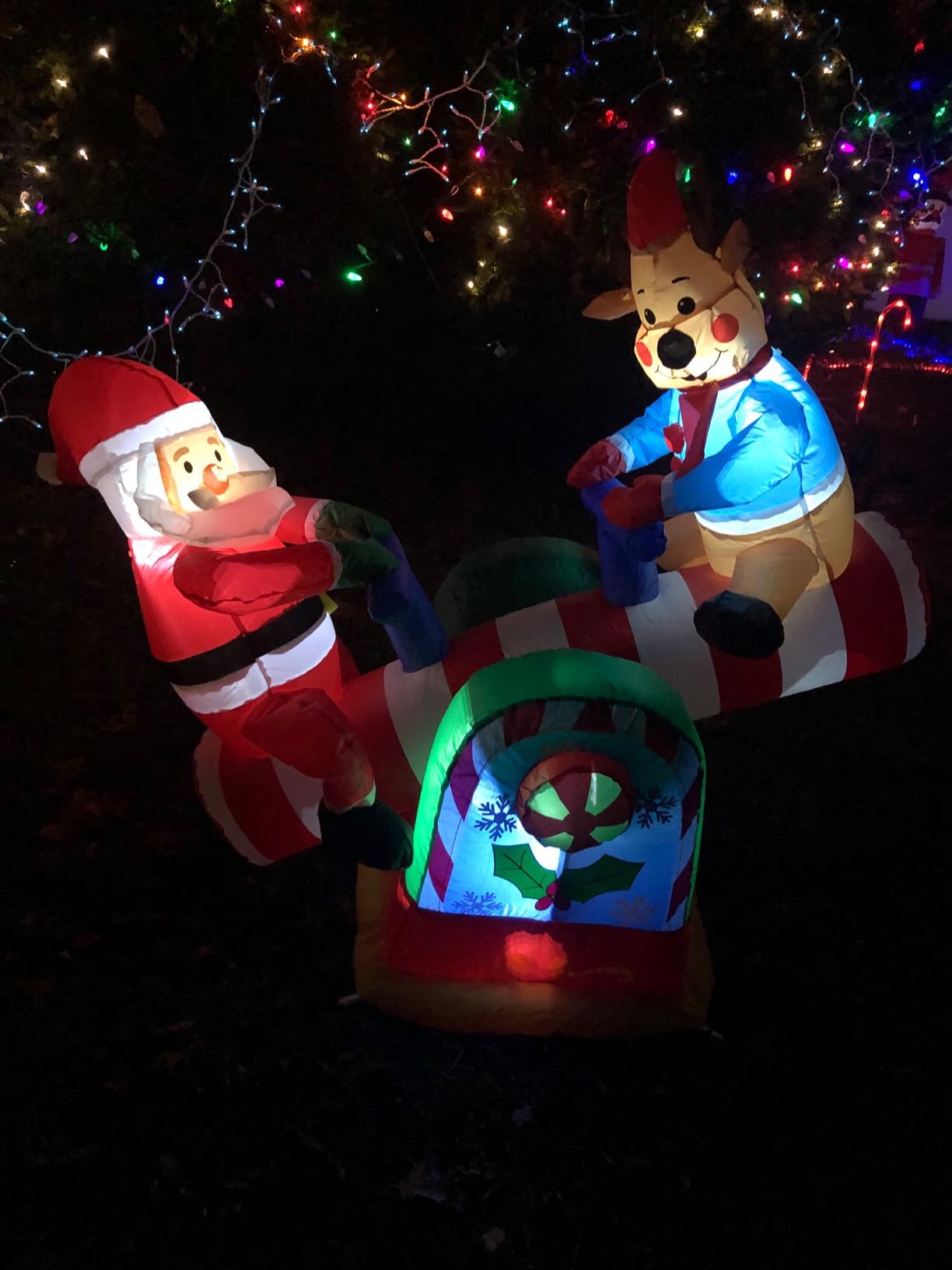 4 Foot Animated Christmas Inflatable Santa Claus and Reindeer on Teeter Totter Outdoor Yard Decoration | Moving Seesaw, Bright LED Lights, Self-Inflating Blower customer photo 2