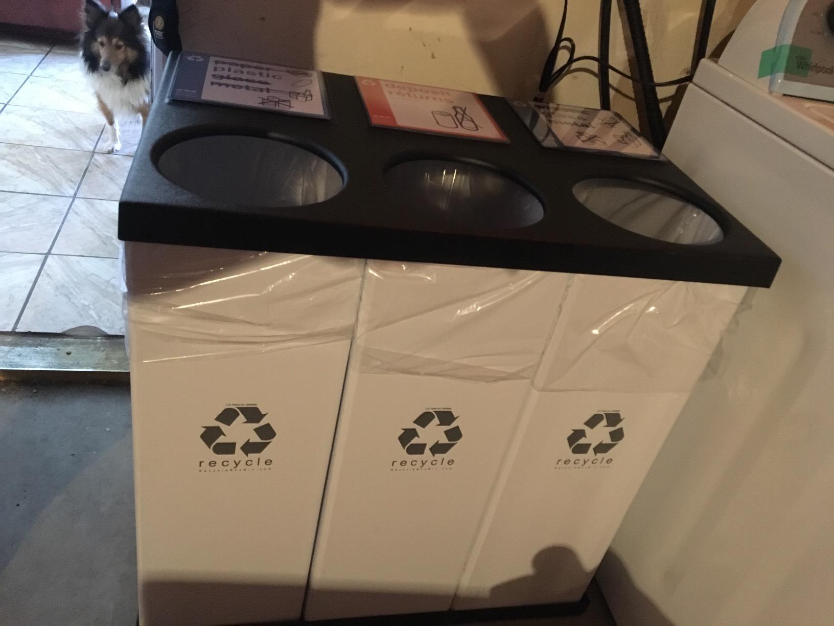 RecycleBoxBin Triple Recycling Bin - Large Capacity 25 gal per Bin, All Plastic, Light-Weight, with Changeable Label System customer photo 1