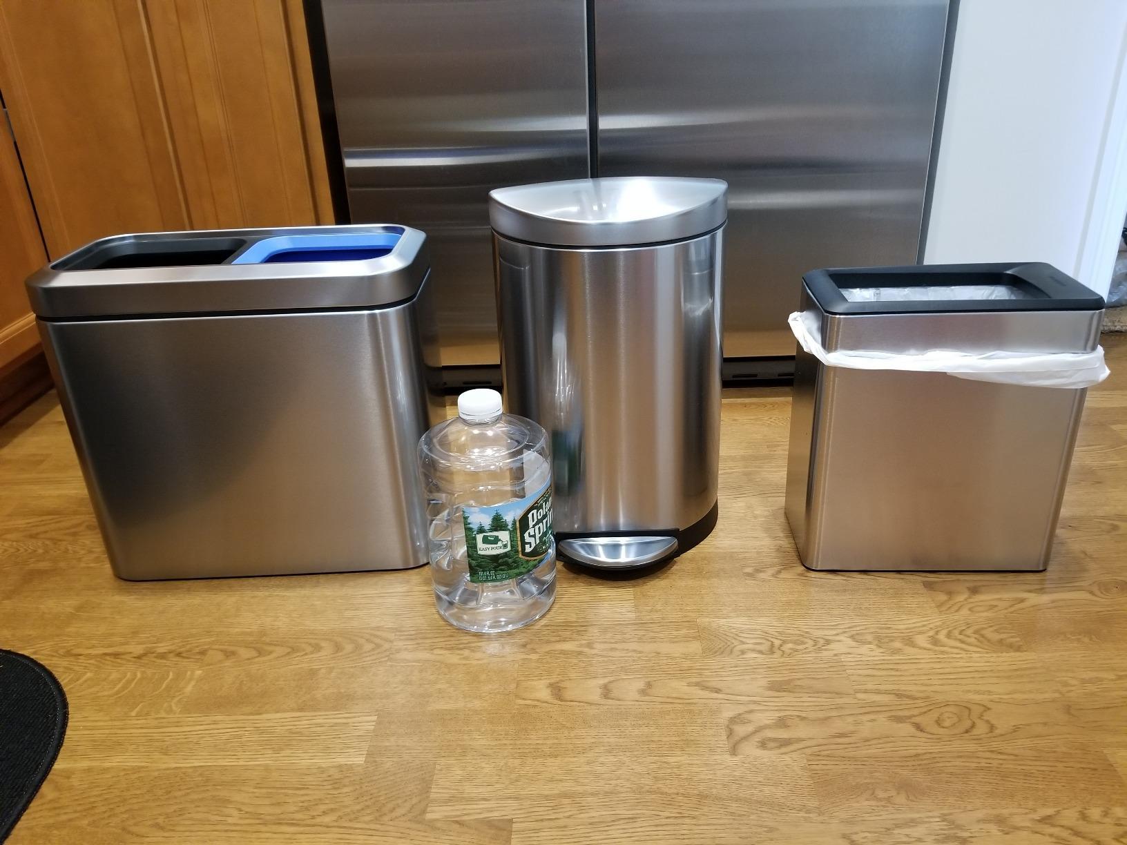 simplehuman Slim Open Recycler, 20L / 5.3 Gallon Commercial Dual Compartment Trash and Recycling Can for Offices, Conference Rooms, Heavy Duty Stainless Steel, ADA-Compliant, Brushed Stainless Steel customer photo 1