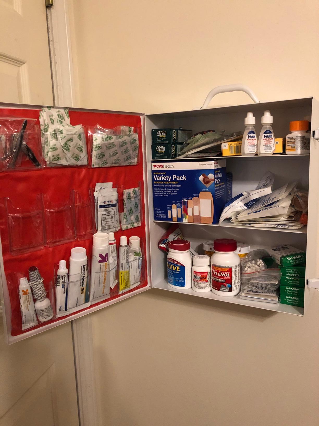 Medique Products First Aid Cabinet with Pockets, Medical Storage with 3 Shelves - 712MTM, White, Full Size customer photo 1