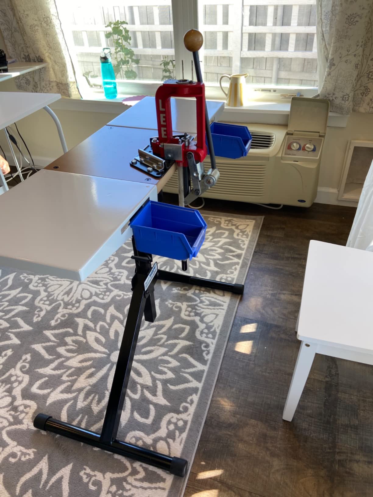 Frankford Arsenal Platinum Series Reloading Stand with Adjustable Steel Frame Construction, Wood Surface Center and Storage Bins for Reloading, Black, White, Blue customer photo 1