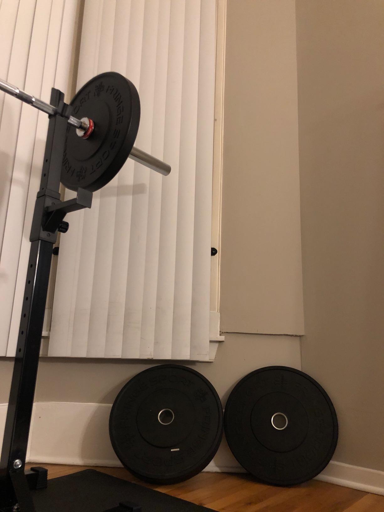 FringeSport Black Bumper Plates Set and Pairs - Dead Bounce Olympic Weight Plate - Rubber Weight Plates with Steel Insert Strength Training Plates (10lb - 460lb) customer photo 2
