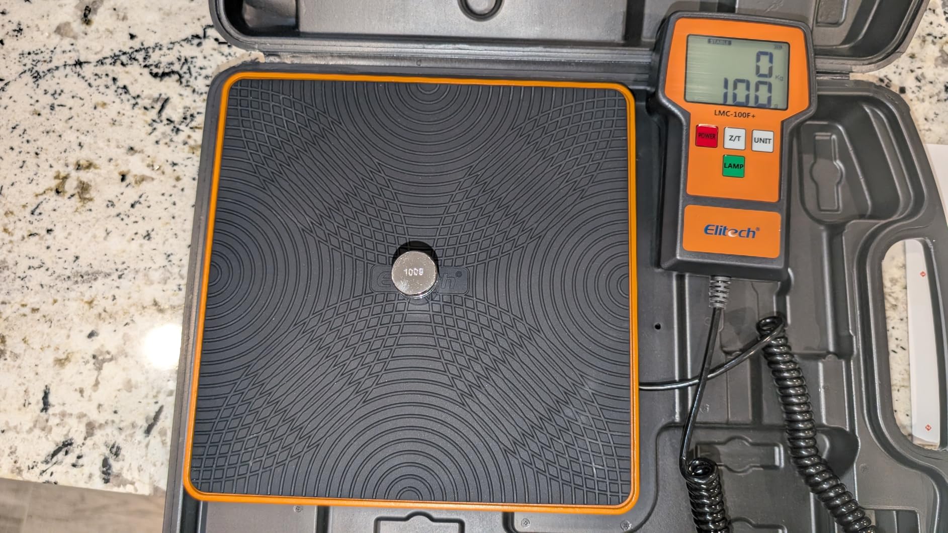 Elitech Refrigerant Scale 110 lbs, HVAC Scale with LB+OZ Display, LMC-100F+ | High Accuracy ±0.05% +5g, Dual Unit LB/OZ & Kg/g, 2g Resolution, Sturdy Metal Platform, Carry Case Included customer photo 1