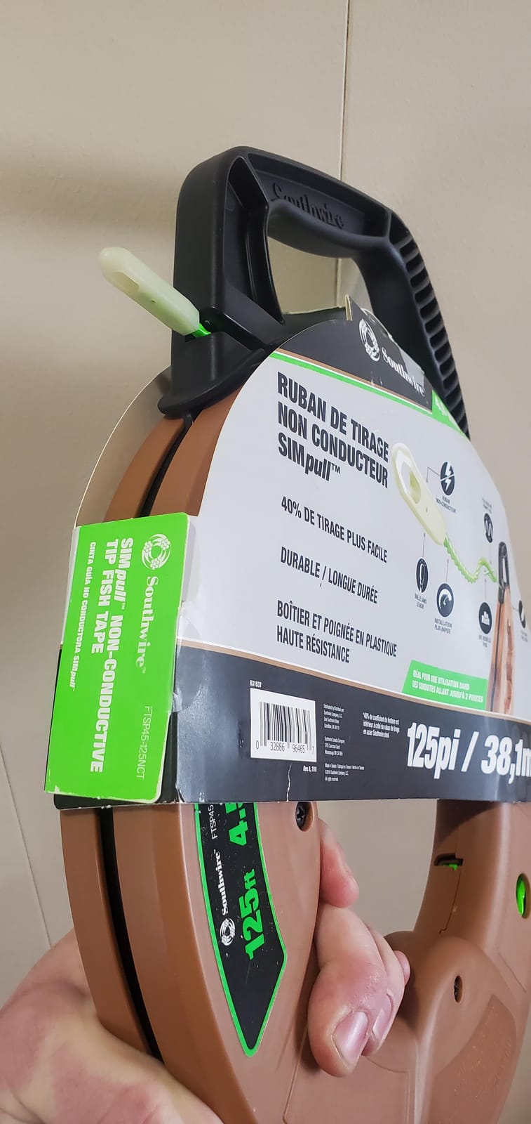 Southwire Non-Conductive Fish Tape - Ensures Safe Pulls in Live Conduit - Spiral Extruded Polymer - Low Friction - Rust Resistant - Flexible Design - 125 ft x 4.5 mm customer photo 1